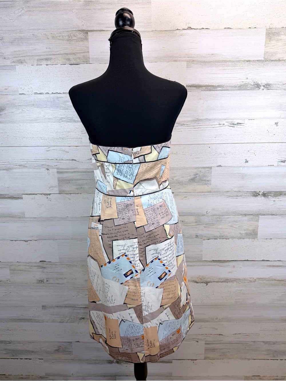 J.Crew Strapless Letter Print Dress Size 6 Cotton A-Line Mini Preppy Chic - Picture 5 of 13